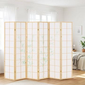 Homestyle4U Pregrada za prostor, Shoji 6 panela, 264x178,5x2 cm, bijela