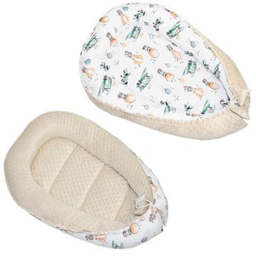Dvostrani maramu za bebe s cocoon efektom, minky (bež + lisica u ravnini)