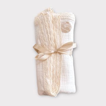 MUSLIN DEKA 100X75 S ČIPKOM Latte