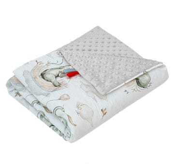 Deka, karirana, MINKY 75x100 (pepeo + slon s dugom)
