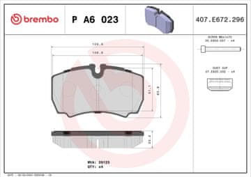Brembo BR P A6 023 STRAŽNJE KOČIONE PLOČICE