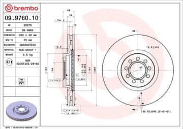 Brembo BR 09.9760.10 PREDNJI KOČIONI DISK L/D