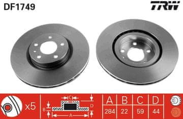 TRW DF1749 PREDNJI KOČIONI DISK L/D