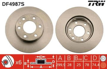TRW DF4987S KOČIONI DISK PREDNJI LIJEVI/DESNI
