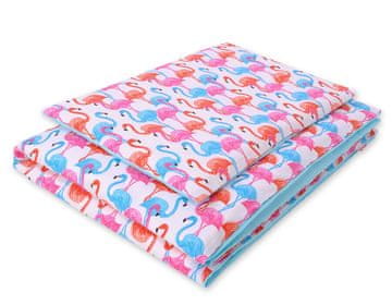 Bobono Dječji dvodijelni set pamučne posteljine 120x90 cm - šareni flamingosi