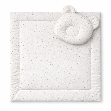 MY SWEET BABY Poplun s medvjedićem i punjenjem i konturiranim jastukom - set od 2 dijela - mini zlatne zvijezde