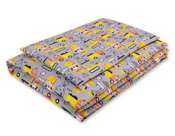 Bobono Dječji dvodijelni set pamučne posteljine 135x100 cm - žuti bageri