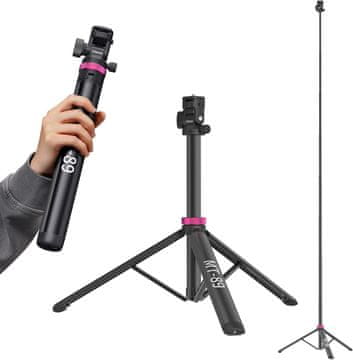 Stalak za rasvjetu 208 cm, kuglasta glava 1/4", podesivi hladni papuč