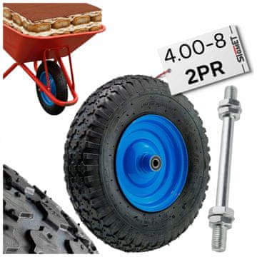 Kotač za kolica 4.00-8 2PR + osovina 12 mm