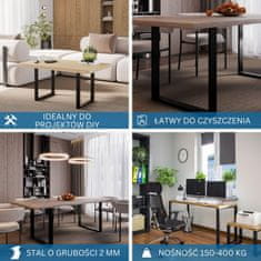 CM Furniture CM Namještaj 2x Metalne Noge Za Stol - Crne - Visina 72 cm - 60 x 72 cm - Pravokutne Stajalne Stajne Staze - Praškasto Obložene - Za Blagovaonicu, Radni Stol, Klupu, Okvir Stola