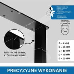 CM Furniture CM Namještaj 2x Metalne Noge Za Stol - Crne - Visina 72 cm - 60 x 72 cm - Pravokutne Stajalne Stajne Staze - Praškasto Obložene - Za Blagovaonicu, Radni Stol, Klupu, Okvir Stola