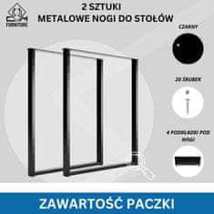 CM Furniture CM Namještaj 2x Metalne Noge Za Stol - Crne - Visina 72 cm - 60 x 72 cm - Pravokutne Stajalne Stajne Staze - Praškasto Obložene - Za Blagovaonicu, Radni Stol, Klupu, Okvir Stola