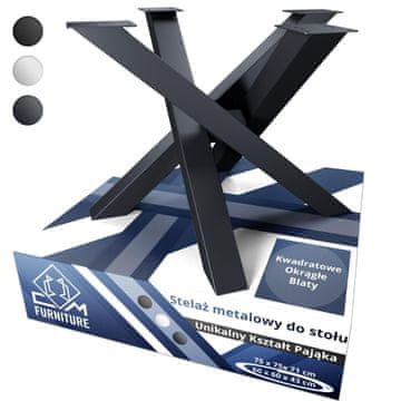 CM Furniture Anthracite Spider Metalne noge stola za okrugle/kvadratne ploče stola Visina 43 cm X-oblikovani okvir stola V 43 x Š 60 x D 60 cm Križni okvir Konferencijski stol, klub stolić u potkrovlju