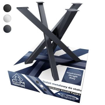 CM Furniture Anthracite Spider Metalne noge stola za okrugle/kvadratne ploče stola Visina 71 cm X-oblikovani okvir stola V 71 x Š 75 x D 75 cm Križni okvir Konferencijski stol, klub stolić u potkrovlju