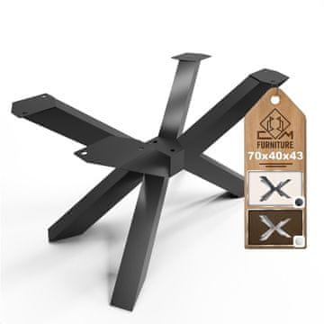 CM Furniture Spider noge za stol - Crne - Visina 43 cm - Noge za klub stolić - Čelična baza stola - V 43 x Š 40 x D 70 cm - Noge za blagovaonski stol, jednostavna montaža od strane jedne osobe