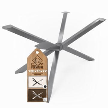 CM Furniture Spider noge za stol - Antracit - Visina 72 cm - Noge za klub stolić - Čelično postolje stola - V 72 x Š 75 x D 120 cm - Noge za blagovaonski stol, jednostavna montaža od strane jedne osobe