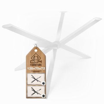 CM Furniture Spider noge za stol - Bijele - Visina 72 cm - Noge za klub stolić - Čelična baza stola - V 72 x Š 75 x D 120 cm - Noge za blagovaonski stol, jednostavna montaža od strane jedne osobe