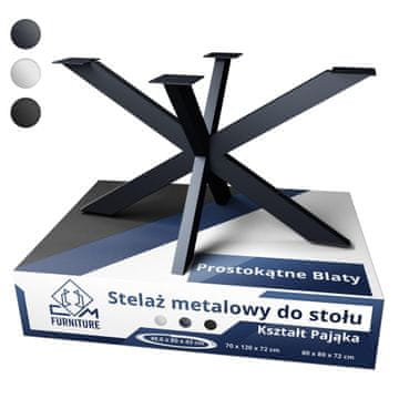 CM Furniture Okvir stola Spider, čelik s praškastim premazom, noge blagovaonskog stola, noge stolića za kavu, tepihi za stol, metalne noge za namještaj - V 43 x Š 50 x D 80 cm - antracit