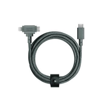DE Native Union Belt Cable Duo - USB-C - USB-C / Lightning kabel, 1,5 m (zelena boja škriljevca)