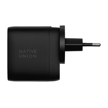 DE Native Union Fast GaN punjač - 67W PD punjač, 2x USB-C, uključeni US/UK/EU adapteri (crni)