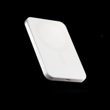 ZENS Slim Qi2 aluminijski prijenosni punjač - magnetski prijenosni punjač od 5000 mAh kompatibilan s MagSafeom i Qi2 (bijeli)