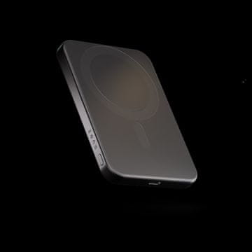 ZENS Slim Qi2 aluminijski prijenosni punjač - magnetski prijenosni punjač od 5000 mAh kompatibilan s MagSafe i Qi2 (crni)