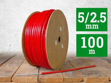 Čelično uže od PVC-a 2,5/5 mm 100 m crveno