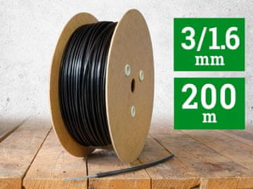 D&R Čelično uže od PVC-a 1,6/3 mm 200 m crno 1x7