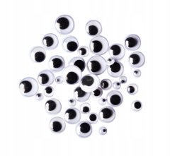 Pokretne oči crno-bijele 7, 10, 12 mm 30 kom