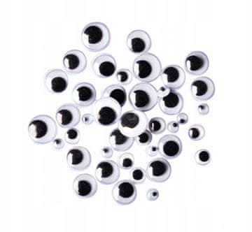 Pokretne oči crno-bijele 7, 10, 12 mm 30 kom