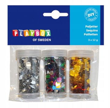 PLAYBOX Srca od šljokica "uradi sam" za soljenku, 3 x 12 g