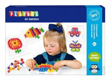 PLAYBOX Šarena mozaik ploča + gljive 120 kom 3+