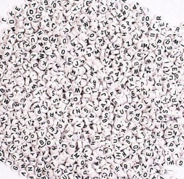 PLAYBOX Perle s abecednim slovima crno-bijele 7,5 mm 500 kom