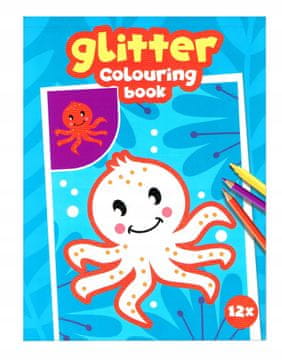 OCEAN glitter knjiga za bojanje s debelim konturama za najmlađe