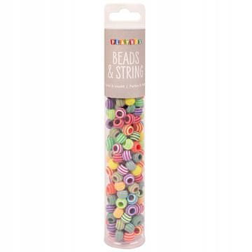 PLAYBOX Elastične perle za DIY nakit, narukvice, pastelne pruge, 180 kom