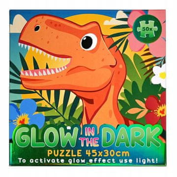 Slagalica DINOSAUR koja svijetli u mraku 45×30cm 50 dijelova