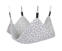 Lauren Design Hamak za glodavce 20x20 cm srca + sivi minky