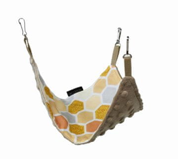 Lauren Design Trokutasta viseća mreža za glodavce med + cappuccino minky