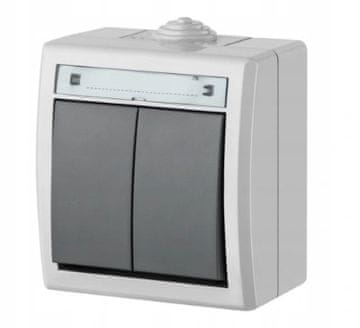 Dvostruki prekidač sivi IP55 1202-10 AQUANT