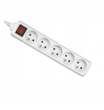 ELGOTECH Prijenosni produžni kabel, 5 utičnica, 2 m, prekidač