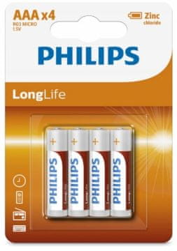 Philips LongLife AAA baterije, 4 komada