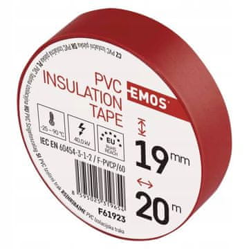 EMOS PVC izolacijska traka 19 mm x 20 m crvene boje