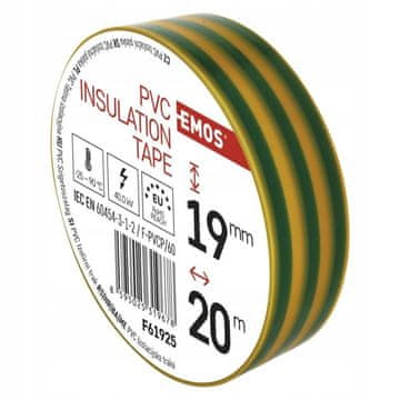 EMOS PVC izolacijska traka 19 mm x 20 m žuto-zelena