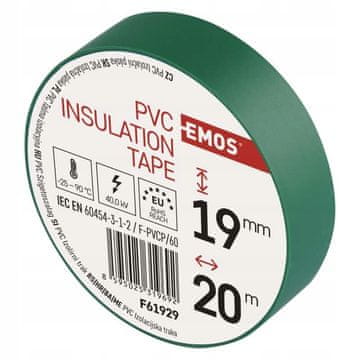 EMOS PVC izolacijska traka 19 mm x 20 m zelena