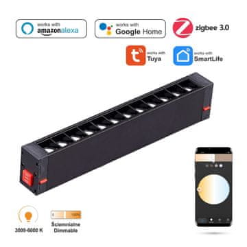 WiFi Zigbee rešetka 9W LED linearni reflektor za magnetske šine SMART TRACK 230VAC 3000-6000K prigušljiv
