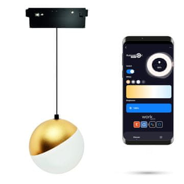 WiFi Zigbee LED viseća svjetiljka s kuglom zlatna 10W za magnetske šine SMART TRACK 48VDC 3000-5000K prigušljiva