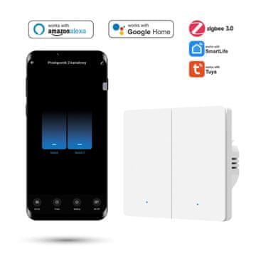 Tuya 2-kanalni Zigbee zidni prekidač bijeli