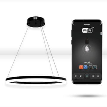 WiFi Tuya 40cm LED okrugla lampa crna viseća prstenasta