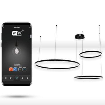 WiFi Tuya okrugla lampa 80+60+40 cm LED crni viseći prsten krug