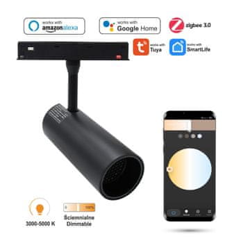 WiFi Zigbee LED reflektor za šine 20W za magnetske šine SMART TRACK 48VDC 3000-5000K prigušljiv